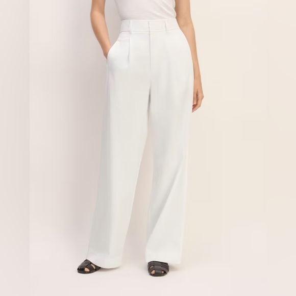 Everlane The Draper White Pleated Pant In Buttersmooth Size 10S - Picture 1 of 16